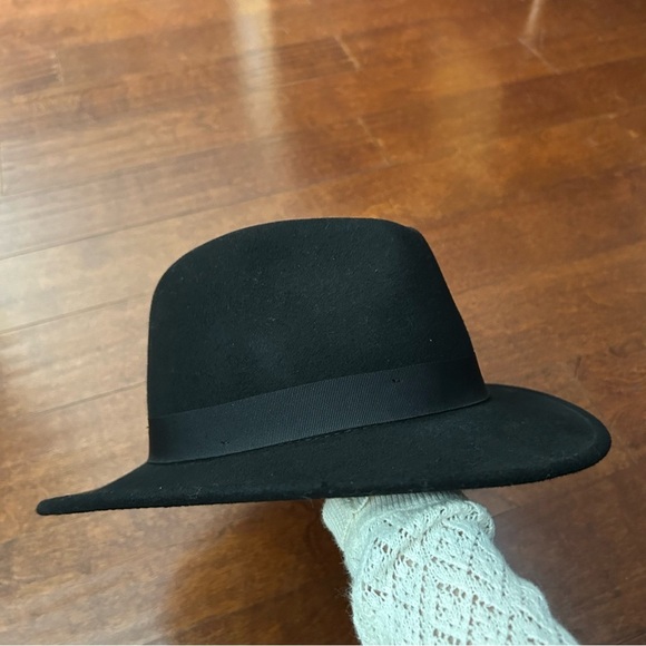 Women’s Black 100% Wool Hat with Matching Black Grosgrain Ribbon Band, Size Lg - Picture 6 of 14